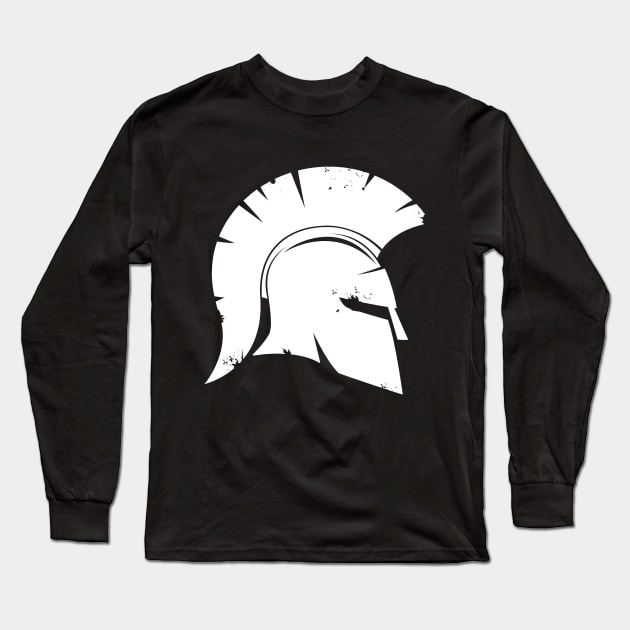 Spartan Greek Helmet Long Sleeve T-Shirt by AgemaApparel